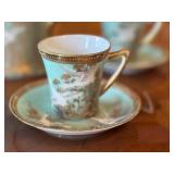 Antique Hand Painted Japanese Porcelain Chocolate Pot Set with 4 Cups and Saucers NYT