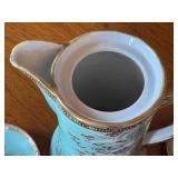 Antique Hand Painted Japanese Porcelain Chocolate Pot Set with 4 Cups and Saucers NYT