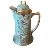 Antique Hand Painted Japanese Porcelain Chocolate Pot Set with 4 Cups and Saucers NYT