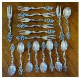 Set of 12 Norwegian 830S Silver Demitasse Spoons and Relish Forks