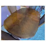 Vintage Traditional Wood Dining Table with 4 Caned Back Chairs