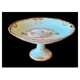 Antique Hand Painted Compote with Floral and Figure Motif