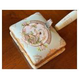 Hand Painted Antique Victorian Porcelain Silent Butler with Floral and Classical Motifs
