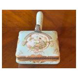 Hand Painted Antique Victorian Porcelain Silent Butler with Floral and Classical Motifs