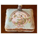 Hand Painted Antique Victorian Porcelain Silent Butler with Floral and Classical Motifs