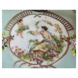 Hand Painted Antique Victorian Porcelain Silent Butler with Floral and Classical Motifs