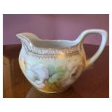 Antique RS Germany Porcelain Creamer and Sugar Bowl Set with Floral Design