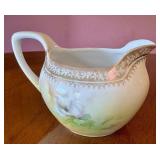 Antique RS Germany Porcelain Creamer and Sugar Bowl Set with Floral Design