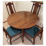 Round Wood Dining Table with 4 High-Back Chairs