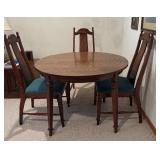 Round Wood Dining Table with 4 High-Back Chairs