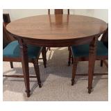 Round Wood Dining Table with 4 High-Back Chairs