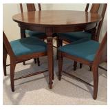 Round Wood Dining Table with 4 High-Back Chairs