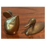 Vintage Brass Candle Holders, Candle Snuffer and Figurines