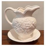 Petite White Vintage Pitcher and Bowl