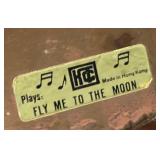 Vintage Brutalist Style Biplane and Piano Man Metal Music Boxes