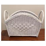 White Wicker Literature Stand