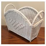 White Wicker Literature Stand