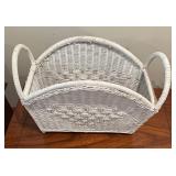White Wicker Literature Stand