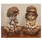 Vintage Ceramic Boy and Girl Decor