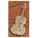 Vintage Lego of Japan Velvet Lined Violin Motif Trinket Box, Lidded Box, Candle Holder and Print