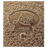 Vintage Lego of Japan Velvet Lined Violin Motif Trinket Box, Lidded Box, Candle Holder and Print