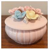Lenwile China Ardalt Japan Pastel Porcelain Flowers Powder Jar