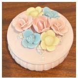 Lenwile China Ardalt Japan Pastel Porcelain Flowers Powder Jar