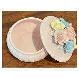 Lenwile China Ardalt Japan Pastel Porcelain Flowers Powder Jar