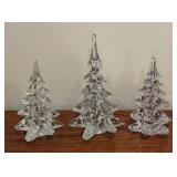 Trio of Stunning Crystal Christmas Trees