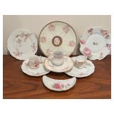 Pretty Pink Floral Vintage Plates, Demitasse Cups and Creamer Pitcher by Weinman, Haviland Limoges of France, Royal Austria and More