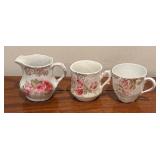 Pretty Pink Floral Vintage Plates, Demitasse Cups and Creamer Pitcher by Weinman, Haviland Limoges of France, Royal Austria and More