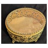 Pair of Vintage Gold Tone Filagree Jewelry Boxes