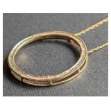 Delicate 10k Yellow Gold and Diamond Circle Necklace