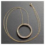 Delicate 10k Yellow Gold and Diamond Circle Necklace