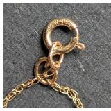 Delicate 10k Yellow Gold and Diamond Circle Necklace