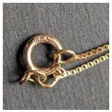 10k Yellow Gold Diamond Solitaire Pendant and Box Chain