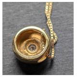 10k Yellow Gold Diamond Solitaire Pendant and Box Chain