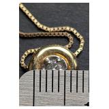 10k Yellow Gold Diamond Solitaire Pendant and Box Chain