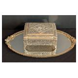 Vintage Mirrored Vanity Tray and Jewelry Box