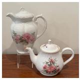 Two Pretty Pink Floral Teapots