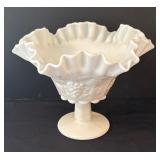 Westmoreland Paneled Grape Milk Glass Compote Dish