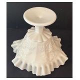 Westmoreland Paneled Grape Milk Glass Compote Dish