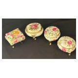Four Lovely Little Floral Trinket Boxes