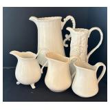 Five Fine White Pitchers by Kaldun & Bogle, Pier 1, Basics Porcelana and More