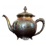 Tea Party! Vintage Silver-Plated Tea Pot, Coffee Pot, Sugar & Cream and Round Platter