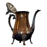 Tea Party! Vintage Silver-Plated Tea Pot, Coffee Pot, Sugar & Cream and Round Platter