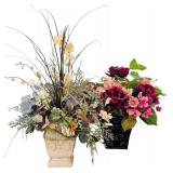 Two Beautiful Faux Flowers in Planters