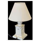 Beautiful Decor Including Cast Iron Plant Stand, Small Table Lamp and Candle Bird Cage