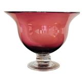 Set of Ruby Red Glass Bowl and Two Decorative Candle Holders