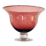Set of Ruby Red Glass Bowl and Two Decorative Candle Holders